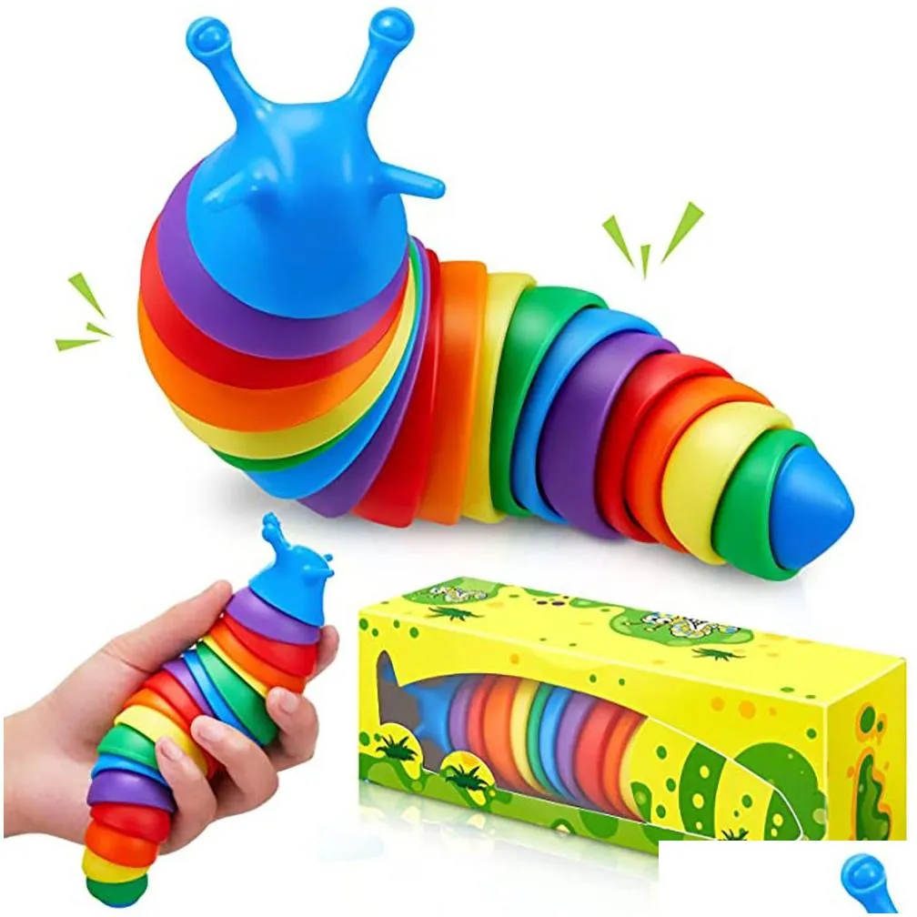 fidget toys slug articulated flexible 3d  seals slugs fidget toy all ages relief anti-anxiety sensory for children aldult