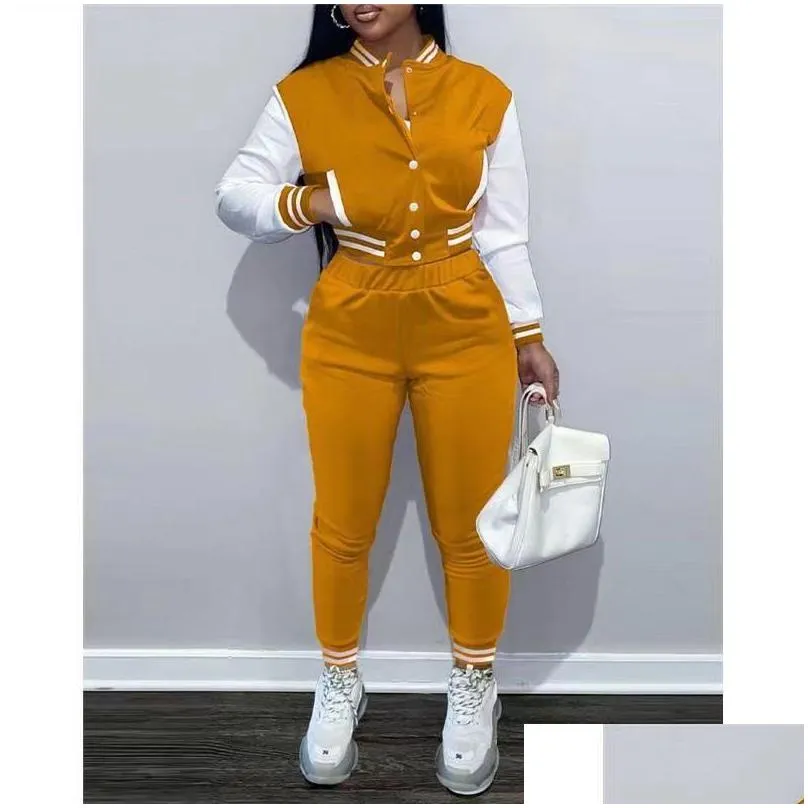 autumn and winter new baseball two piece set, women`s forest style sexy, light luxury, high end, versatile, popular fashion brand