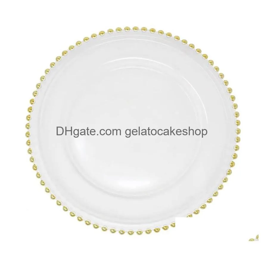 bead glass dinner plate european creative western food plate saucer plated dinner plate gold bead plate glass disc