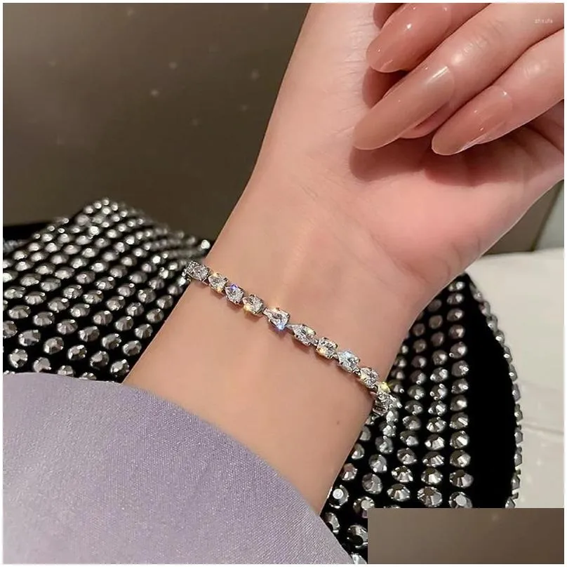 Charm Bracelets Korean Fashion Shiny Crystal Adjustable Bracelet Elegant Temperament Zircon Ball Party Rhinestone Women Bangle Jewelr Otopd