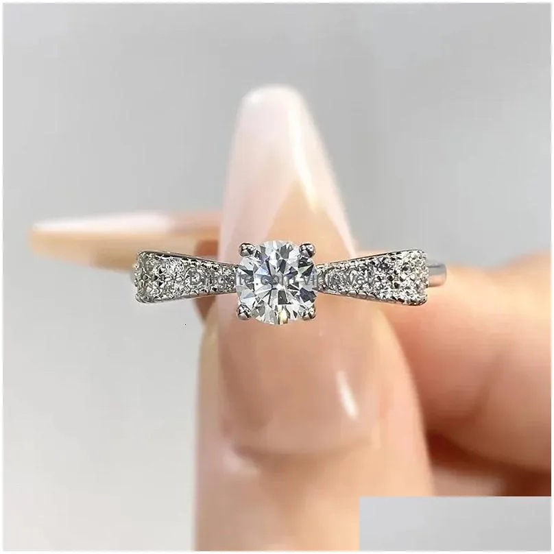 wedding rings diamondworld 0 5ct luxury bow knot brilliant diamond bridal for women 925 sterling silver fine jewelry 231117