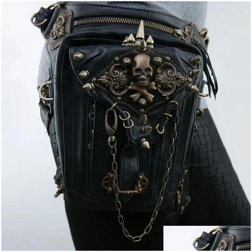 waist bags norbinus leather rivet women drop leg bag steampunk retro rock belt men motorcycle crossbody shoulder phone pouch