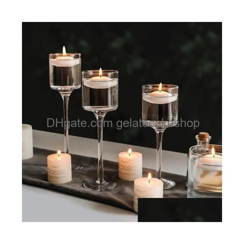 romantic glass candle holders simple wedding decorations elegant ideal dinner candle holders bar cup party table candlesticks