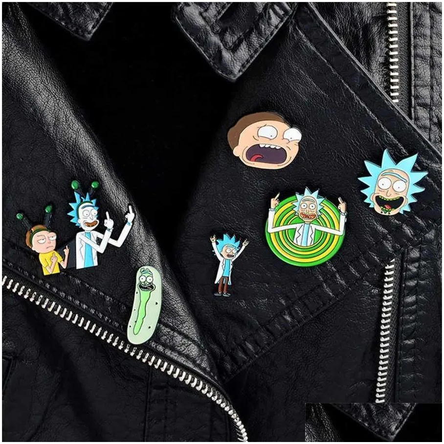 1000 different models cartoon icons style kids pin genius mad scientist badge buttons brooch anime lovers denim shirt lapel pins