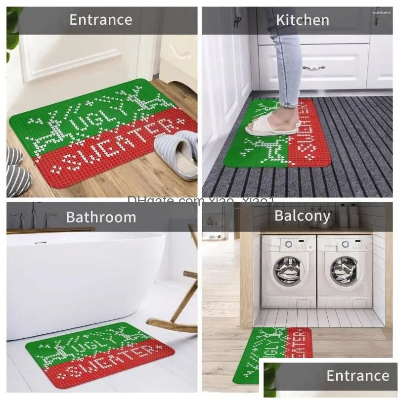 carpets ugly christmas sweater red and green doormat rug carpet mat footpad polyester non-slip water oil proof front room corridor