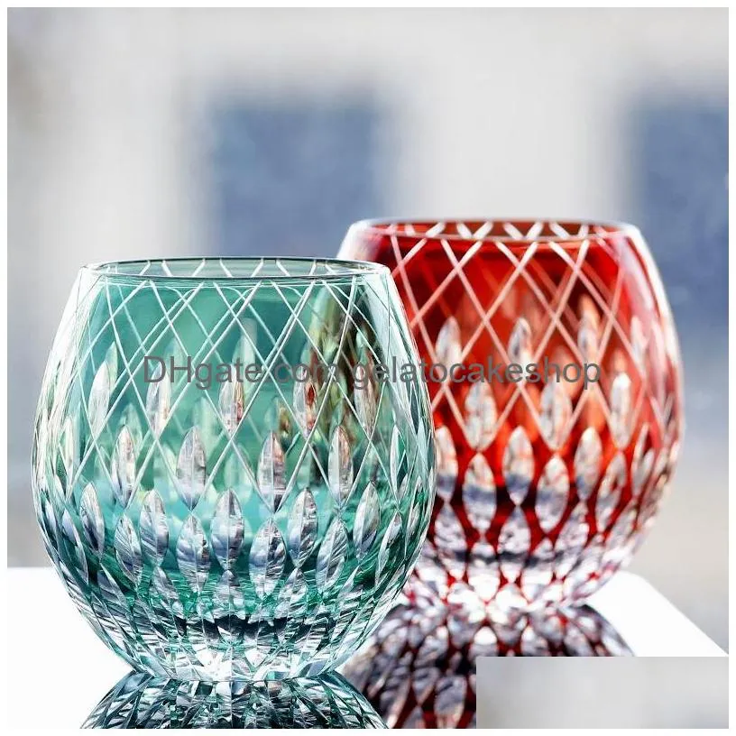 upscale japanese style edo kiriko crystal wine glass hand engraving kaleidoscope raindrop whiskey tumbler collection luxury cups