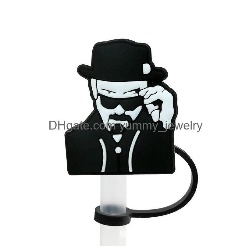 movie breaking bad silicone straw toppers accessories cover charms reusable splash proof drinking dust plug decorative 8mm straw party