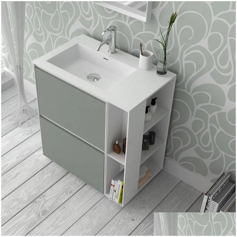 800mm bathroom furniture standing vanity stone solid surface blum drawer cloakroom floor mounted cabinet storage 2945
