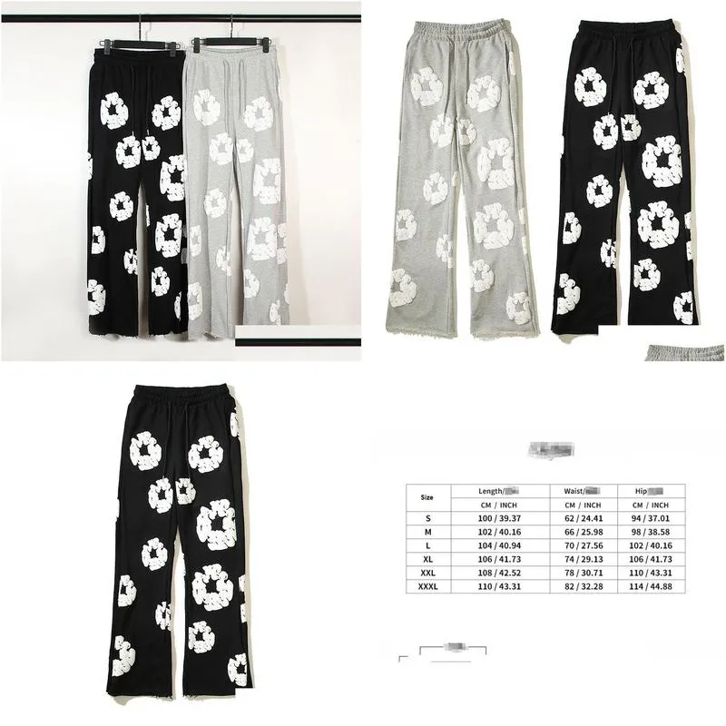 designer pants vintage three-dimensional foam printed flare joggers harajuku embroidered wide sweatpants men`s and women`s micro flared