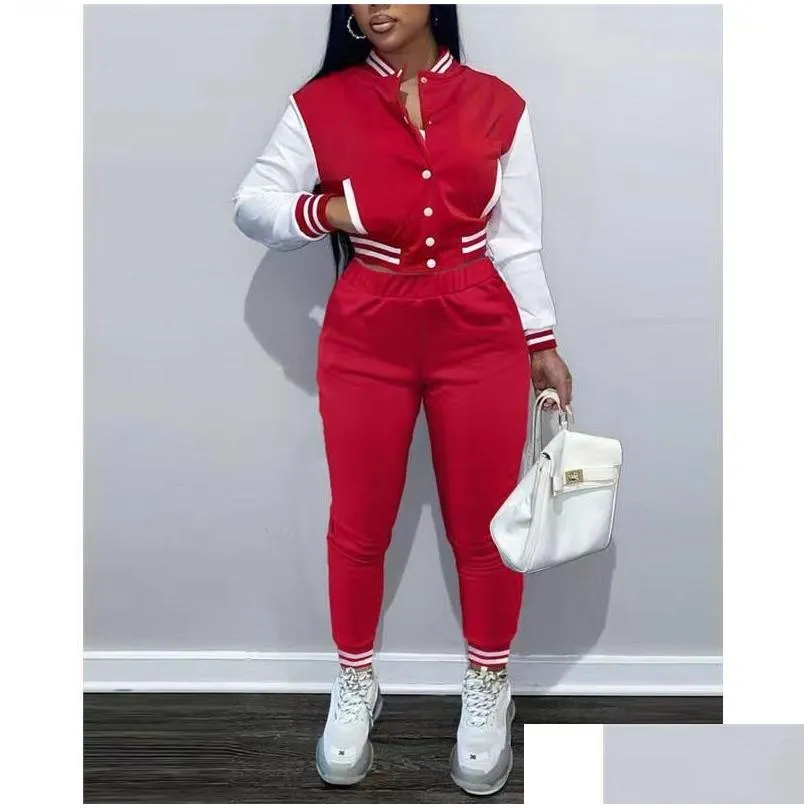 autumn and winter new baseball two piece set, women`s forest style sexy, light luxury, high end, versatile, popular fashion brand