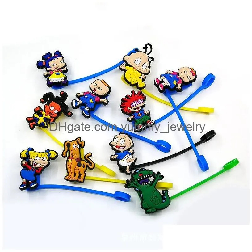 anime tv movie film silicone straw toppers accessories cover charms reusable splash proof drinking dust plug decorative 8mm straw party