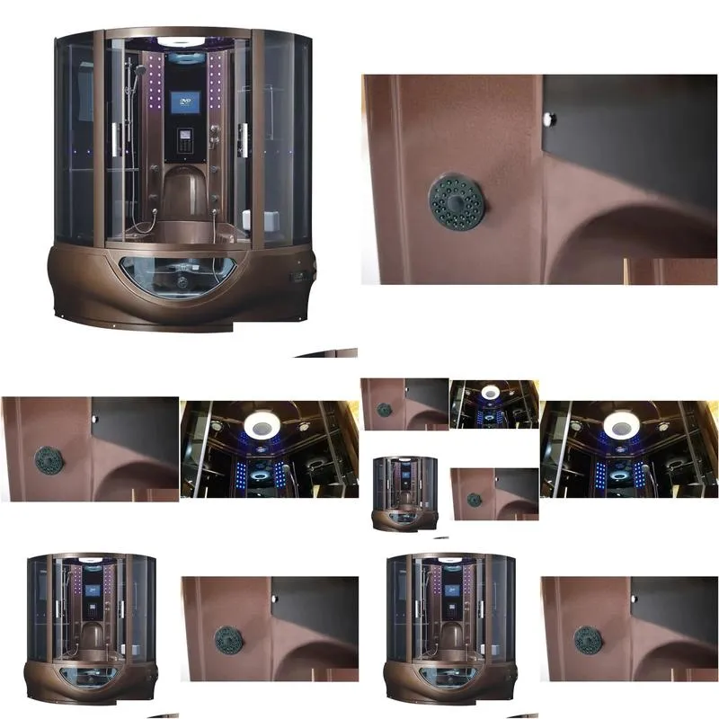 1500mmx1500mmx2150mm luxury steam shower enclosure mult-functional tv computer control wet coffe gold sauna room 082