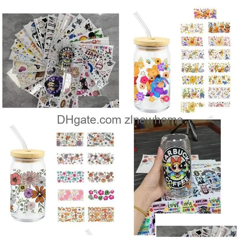 wholesale wholesale uv dtf cup wrap transfer sticker rub on stickers for glass cups waterproof clear film paper 9.3x4.2inch drop delivery