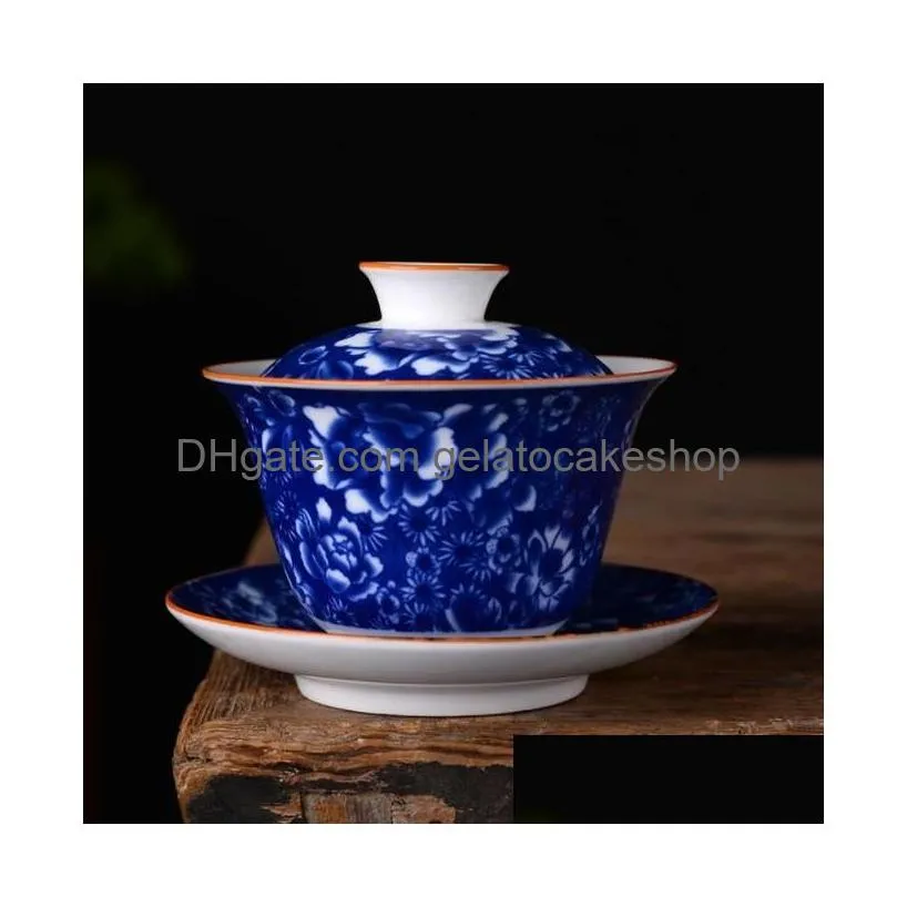 tea tureen gaiwan dehua tea sancai single bowl hand painted chinese traditional pattern cover