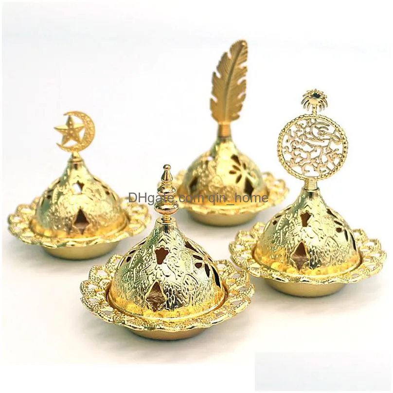 metal fragrance lamps creative star moon feather incense stick arab home decoration censer tool