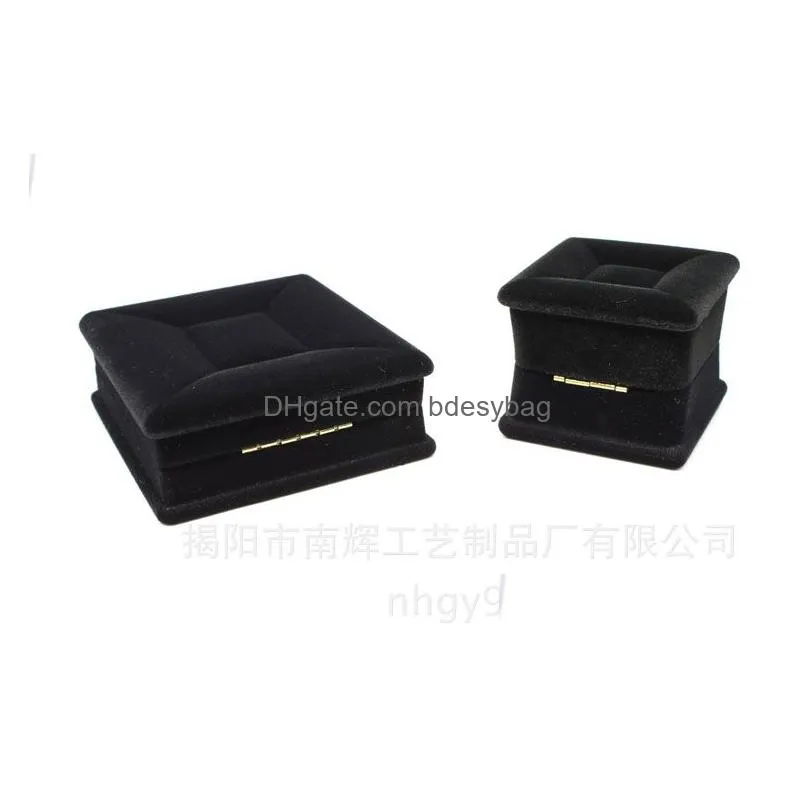 Jewelry Boxes Square Shape Balck Color Veet Rings Pendant Necklaces Boxes Jewelry Display Packaging Holder Case For Wedding Birthday D Dh6Pu