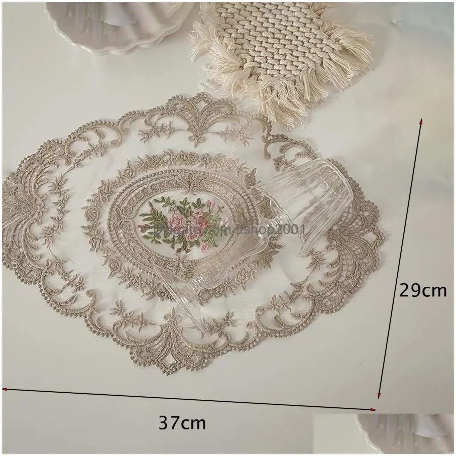 vintage french lace ins table mat ins embroidered lace tablecloth pastoral european style bedside table decoration rose