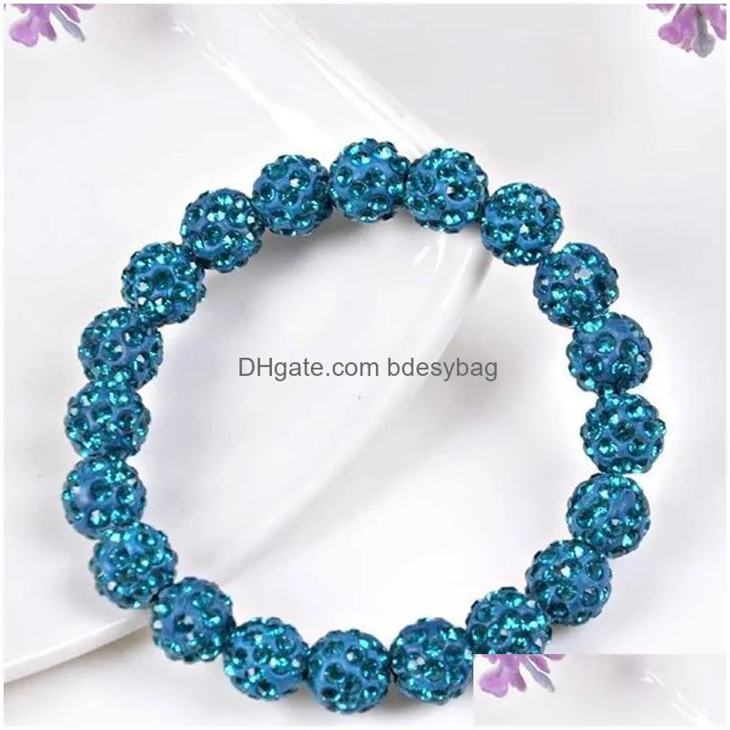 Beaded 8Mm Colorf Crystal Beaded Ball Strands Stretch Bracelets Handmade Women Girl Valentines Day Party Club Jewelry Drop Delivery J Dhndc
