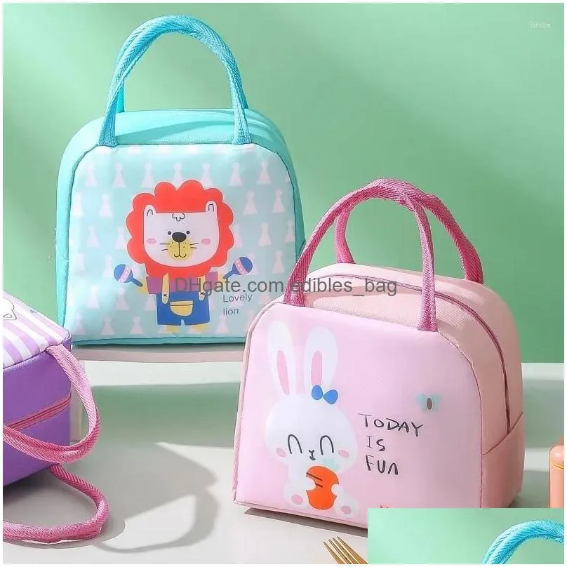 storage bags cute lunch bag cartoon bento box small thermal insulated pouch for kids child school container tote handbag