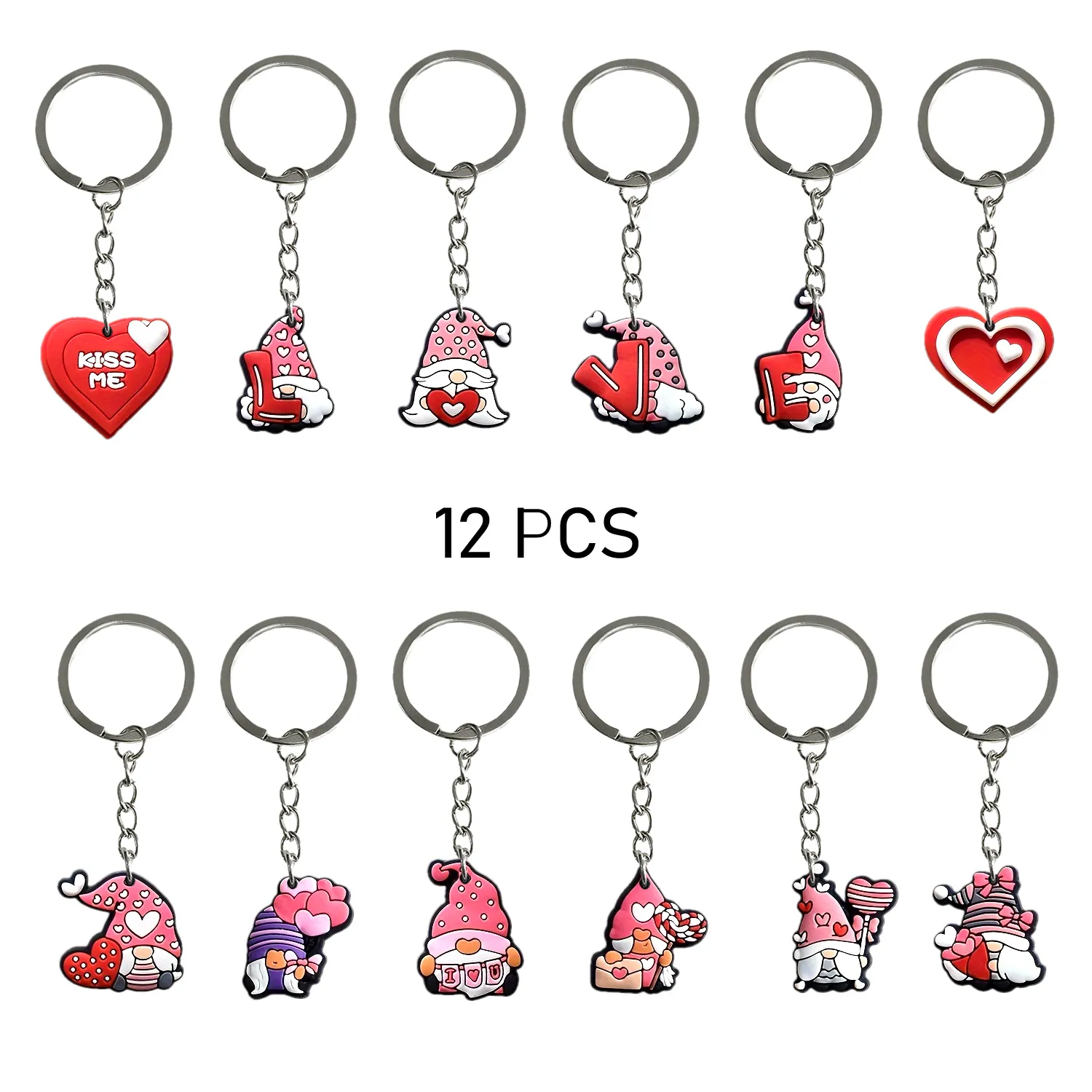 valentines day series keychain romantic heart key ring cartoon fashion keyrings charms car key ring for women girls bag