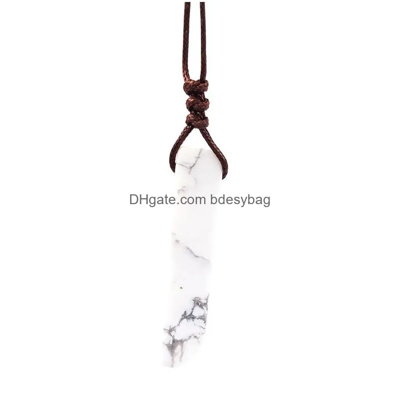 Pendant Necklaces Handmade Irregar Long Crystal Stone Rope Braided Pendant Necklaces For Women Men Lovers Party Decor Jewelry Drop Del Dh1Xg