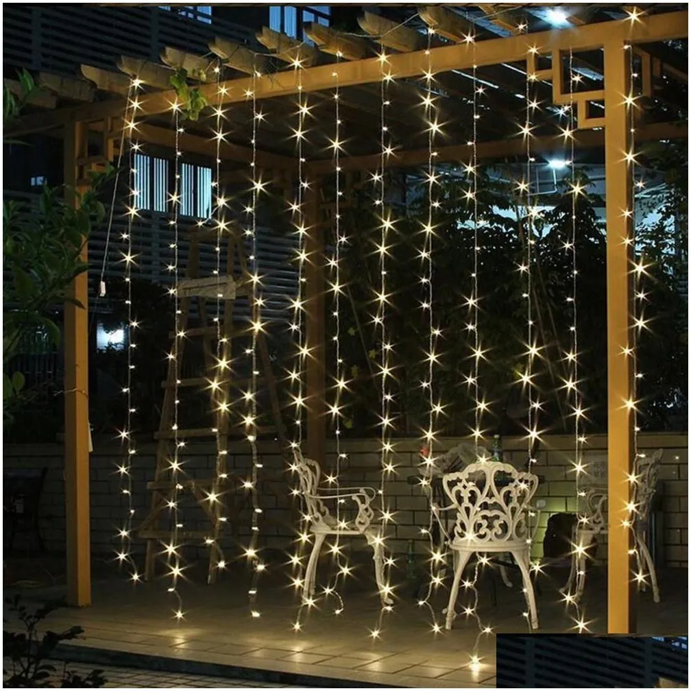 3 x  led icicle led curtain fairy string light fairy light 300 led christmas light for wedding home garden party decor