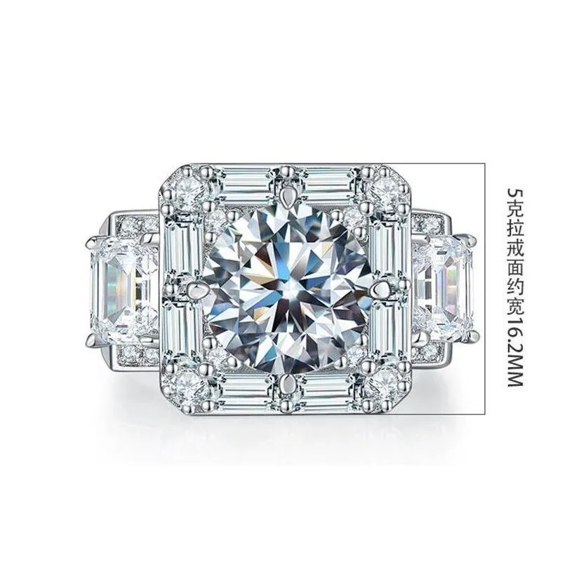 Wedding Rings Top Sell Sparkling Luxury Jewelry Male 925 Sterling Sier T Princess Cut Moissanite Diamond Party Eternity Men Wedding B Dhjmu