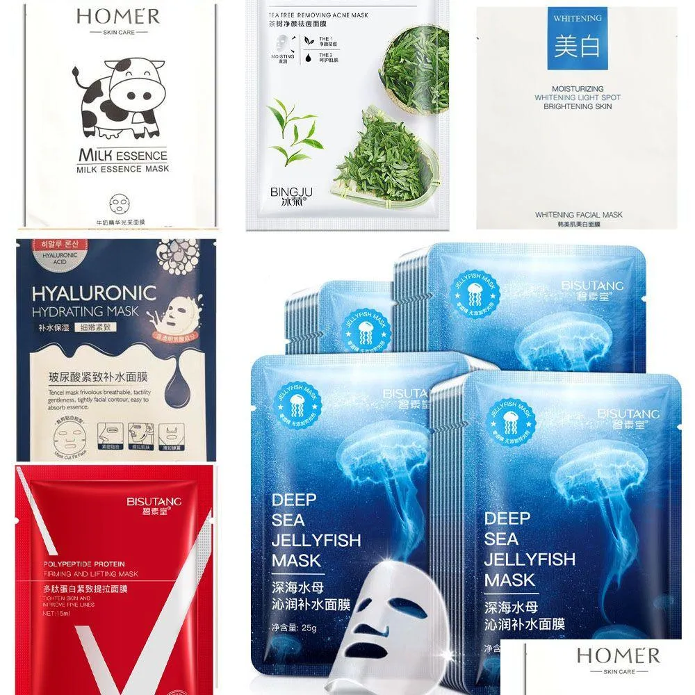 Other Makeup Facial Mask Sheets Korean Plant Extract Moisturising Acne Face Whitening Oil Control Brightening Firming Skin Care Hydrat Dh7V1