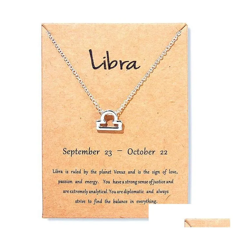 Pendant Necklaces 12 Zodiac Necklaces With Gift Card Constellation Sign Pendant Sier Chains Necklace For Men Women Fashion Jewelry Epa Dhxyg