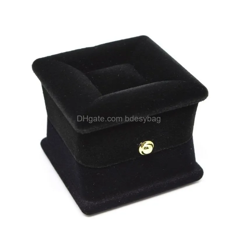 Jewelry Boxes Square Shape Balck Color Veet Rings Pendant Necklaces Boxes Jewelry Display Packaging Holder Case For Wedding Birthday D Dh6Pu