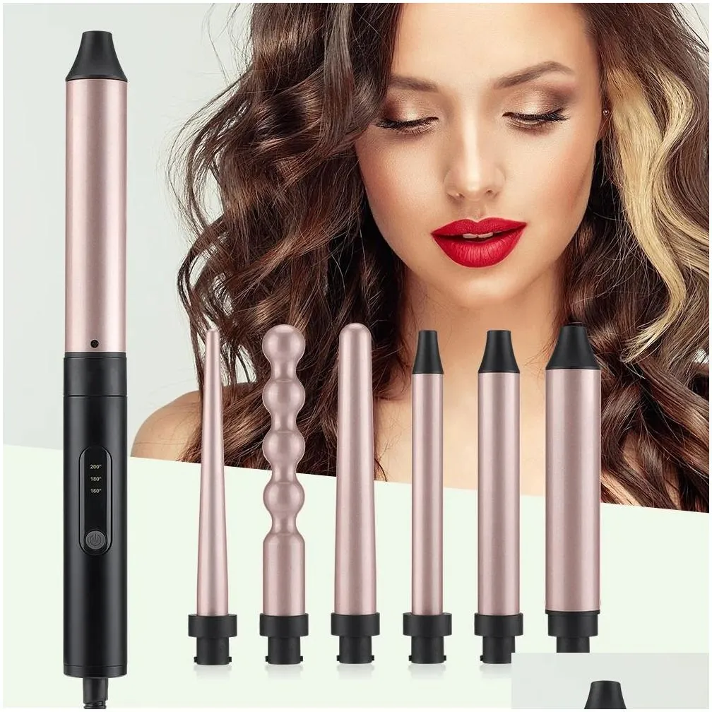 5 in 1 hair curlers care styling curling wand iron curler set styles tool multifunctional barrel rotating 240226