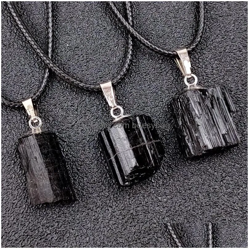 Pendant Necklaces Irregar Natural Stone Handmade Chain Pendant Necklaces For Women Men Decor Lucky Jewelry Fashion Accessories Drop De Dh7Df