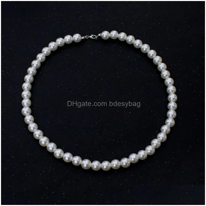 Beaded Necklaces 6Mm 8Mm 10Mm 12Mm Pearl Beaded Necklaces Jewelry For Women Girl Party Club Wedding Decor Fashion Accessories Drop Del Dhwxz