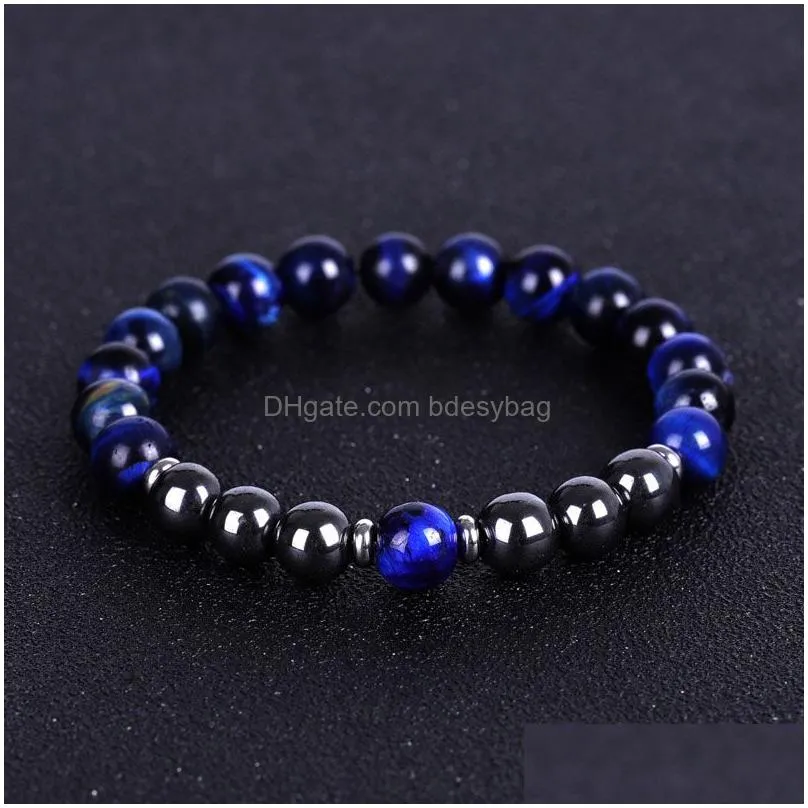 Beaded 8Mm Natural Stone Handmade Beaded Strands Charm Bracelets For Men Women Elastic Bangle Party Club Energy Jewelry Drop Delivery Dhzsq