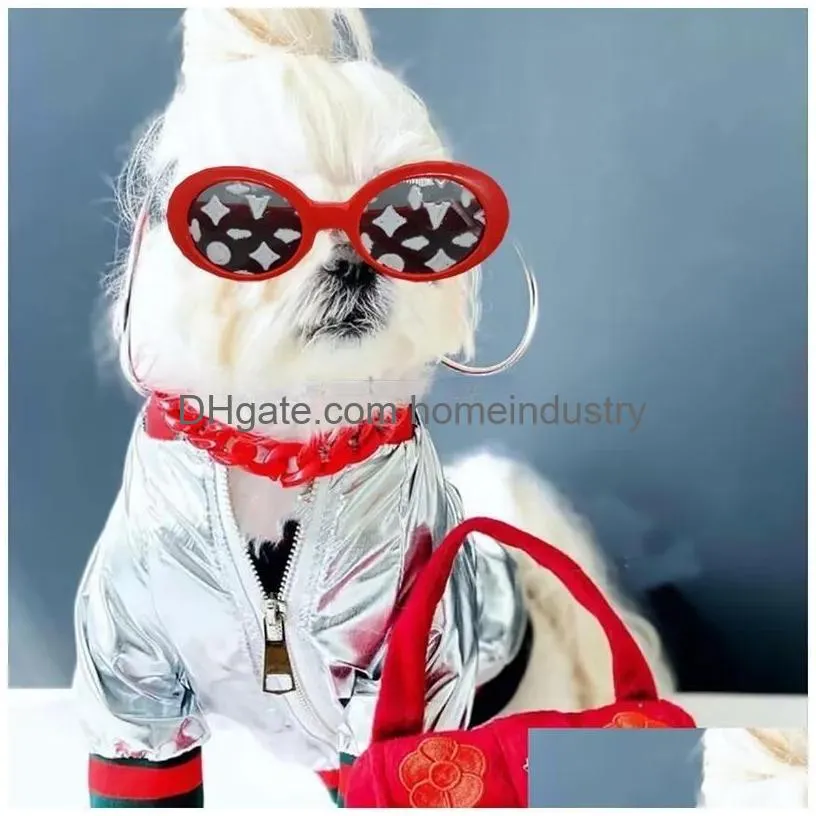 Dog Apparel Designer Dog Goggles/Sunglasses Retro Oval Small Dogs Cats Eye Wear Party Favors Pet Sunglasses Set Cute Funny Cosplay Dol Dhvmv