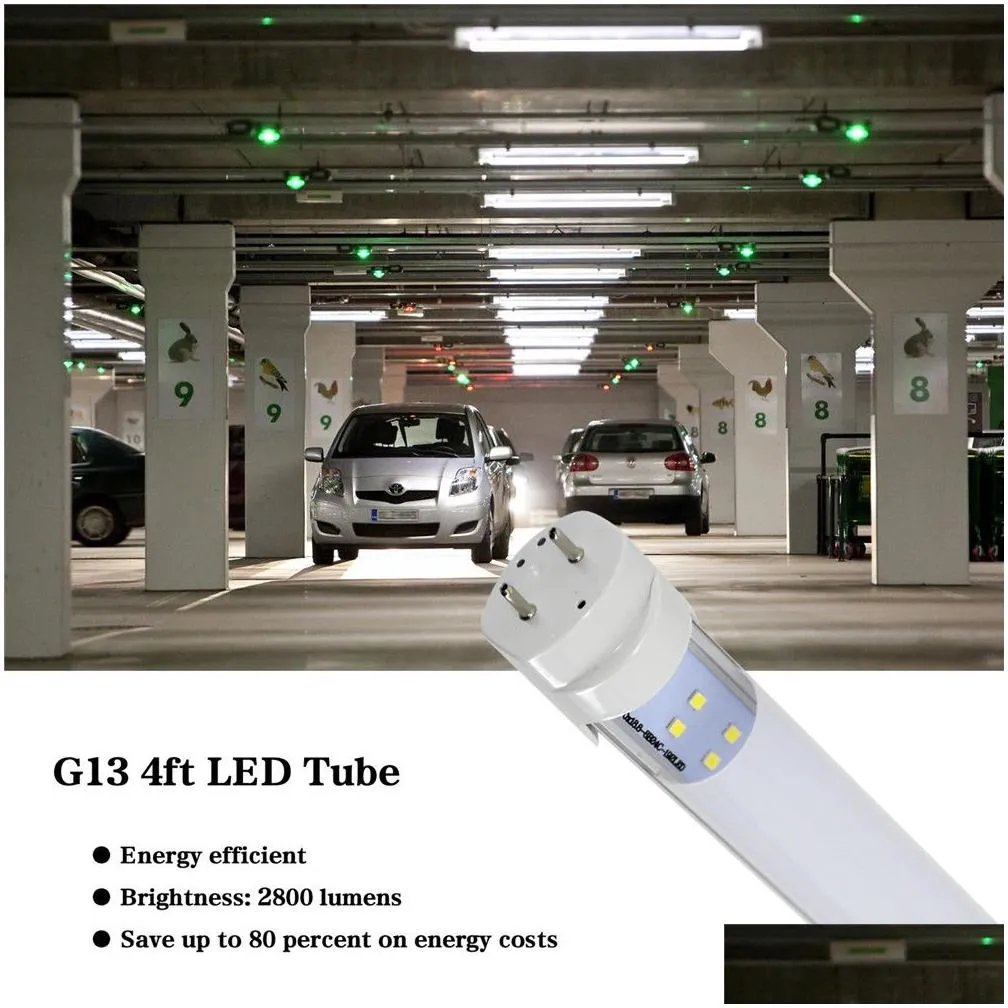Led Tubes Stock In Us 4Ft Led Tube 28W Dural Row Warm Cool White 1200Mm 1.2M Smd2835 192Pcs Super Bright Fluorescent Bbs Ac85-265V Dro Dhian