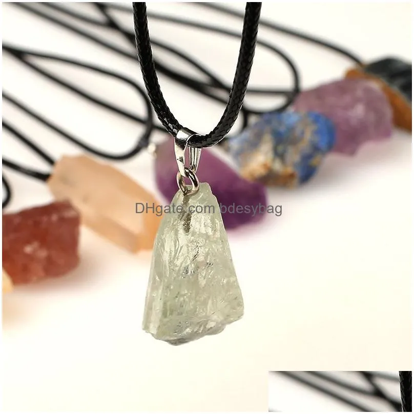 Pendant Necklaces Irregar Natural Crystal Stone Sier Plated Pendant Necklaces For Women Men Fashion Party Club Decor Energy Jewelry Dr Dhzvv