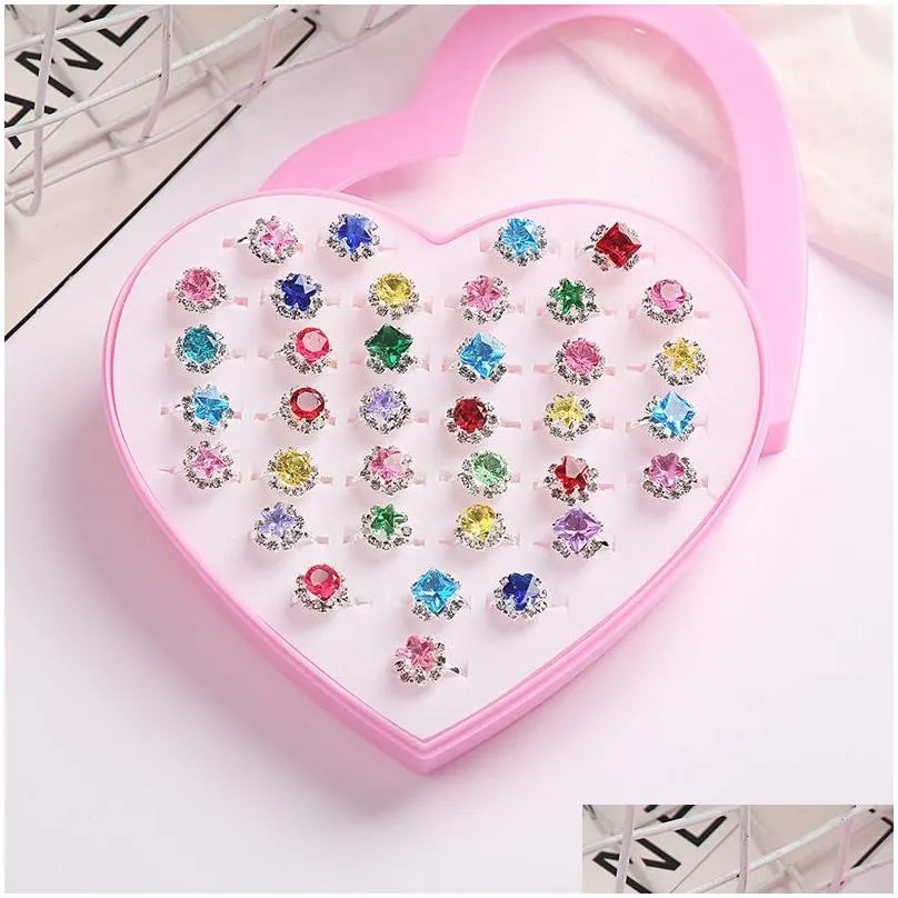 childrens ring female cartoon jewelry princess ring resin toy set kindergarten little gift girls hand ornament