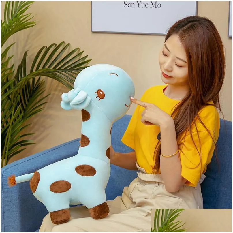 plush dolls 4070cm cartoon giraffe toys stuffed lovely animal deer pillow home decor cushion kids girls birthday xmas gift 230303