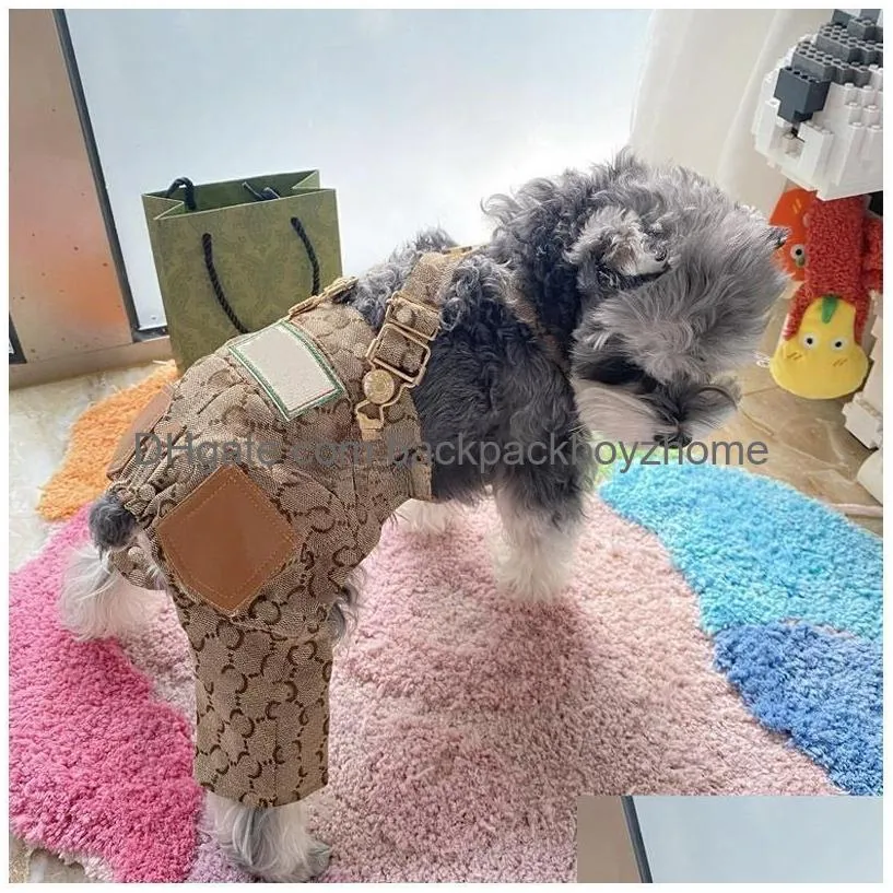 Dog Apparel Designer Dog Clothes Luxury Pants Apparel With Classic Letter Puppy Sling Jumpsuit Costumes Pet Overalls Outfits For Small Dhm4W