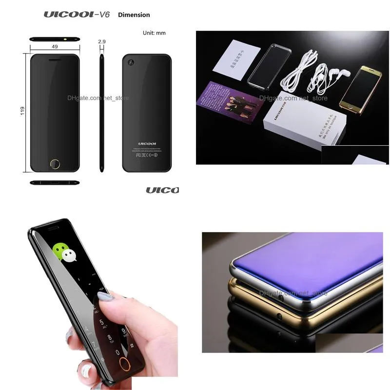 original ulcool v6 v66 luxury cell phone super mini ultrathin card phone with mp3 bluetooth 167inch dustproof shockproof mobile