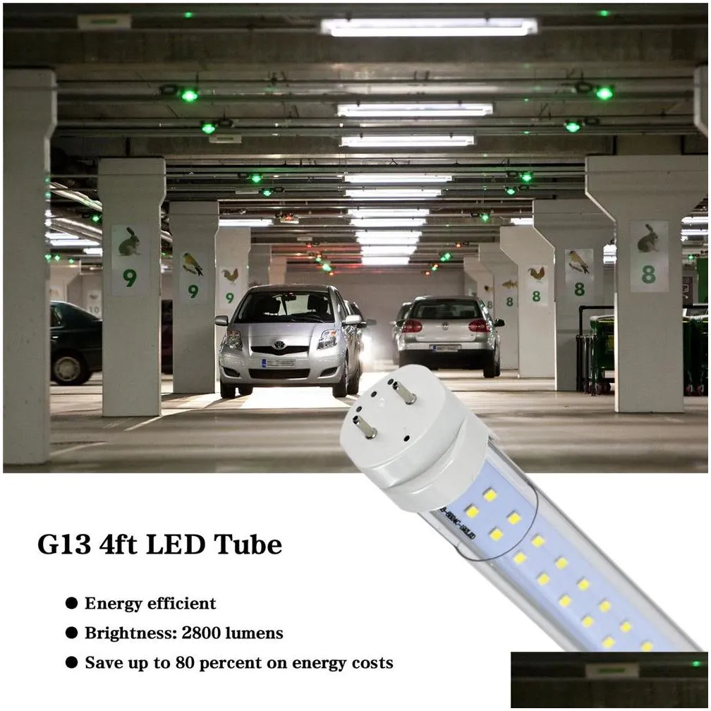 Led Tubes Stock In Us 4Ft Led Tube 28W Dural Row Warm Cool White 1200Mm 1.2M Smd2835 192Pcs Super Bright Fluorescent Bbs Ac85-265V Dro Dhian