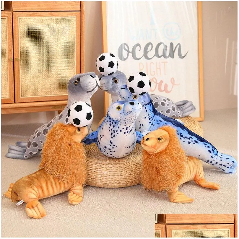 plush dolls creative lifelike seal sea  toys heading the ball stuffed soft simulation infauna funny childrens decor gift 230821