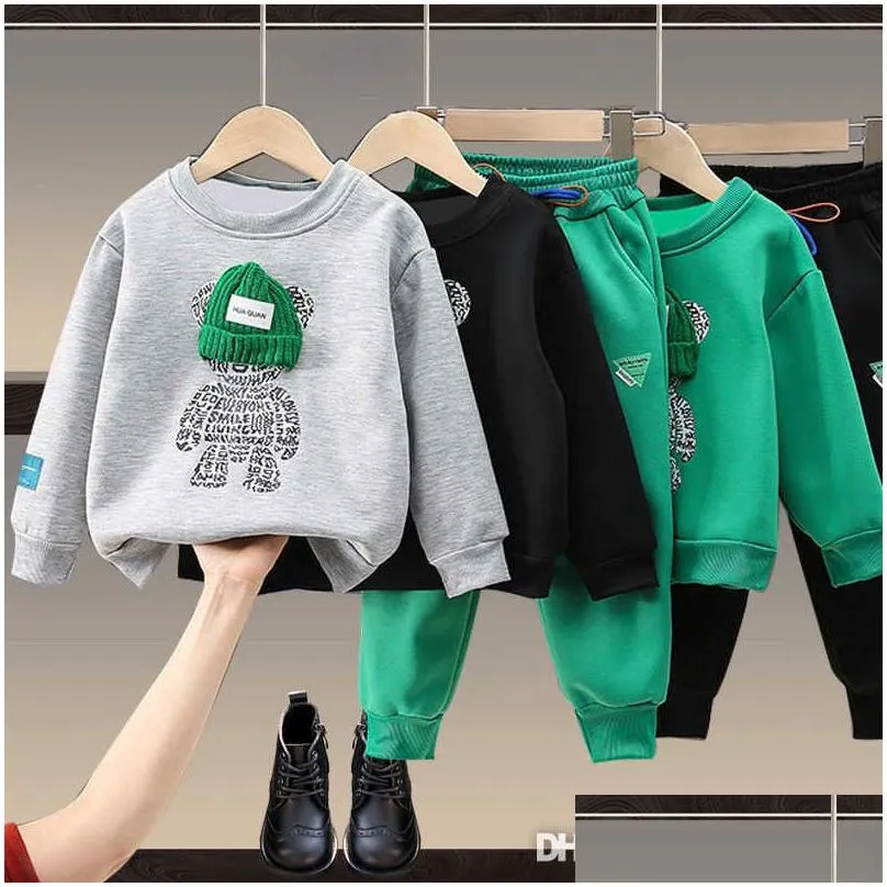 kids tracksuit baby girls boys designer clothes cartoon 3d sweatshirt and drawstring sweatpant sets child sweatsuit school two piece set jogging suit outfits