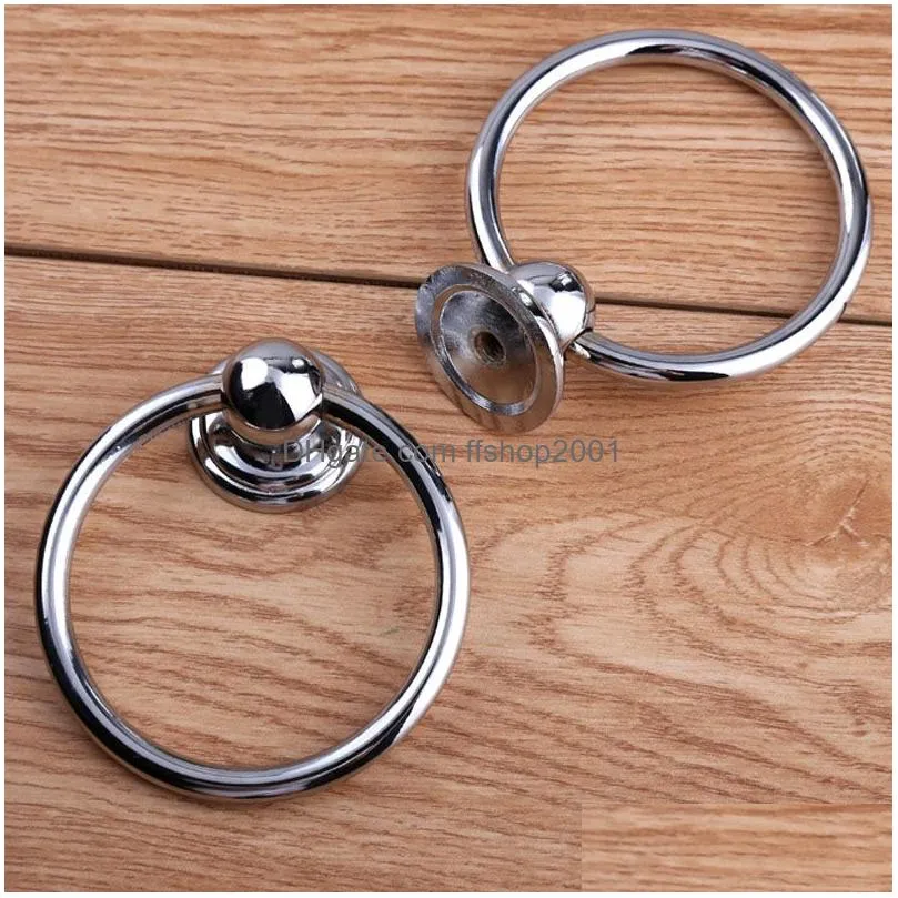 diameter 70mm modern simple shiny silver drop rings wooden chair wooden door handles chrome kitchen cabinet drawer s knobs3208660