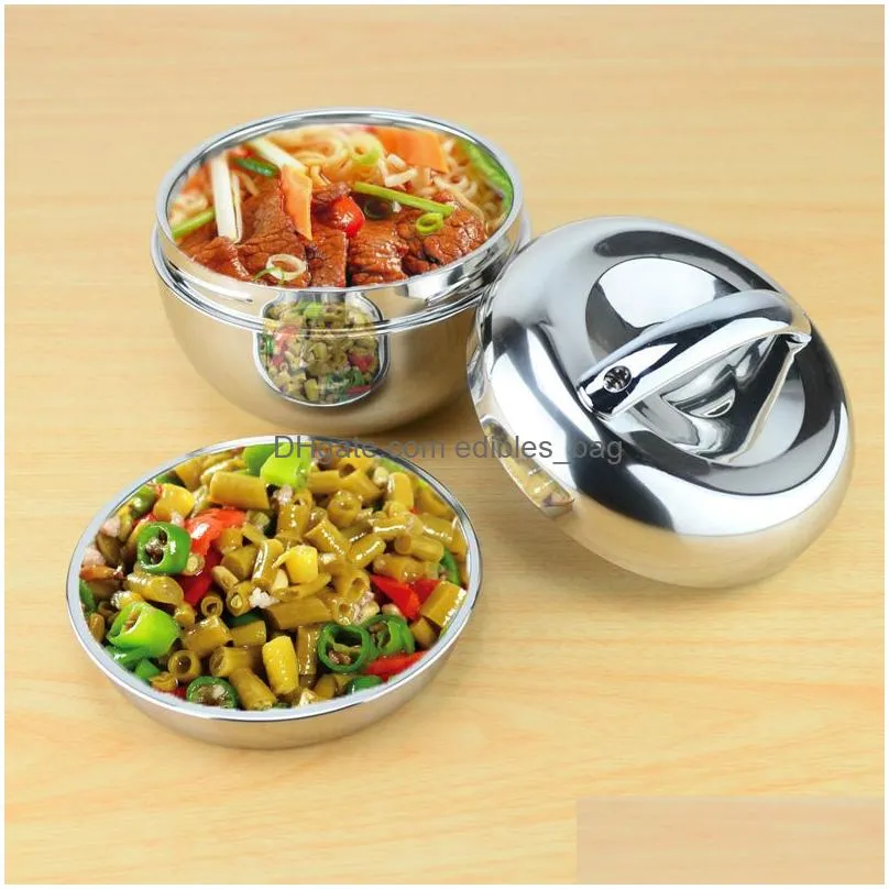 double wall stainless steel  lunch box picnic box with handle thermos food container 800ml 1l 1.3l tableware dinnerware set