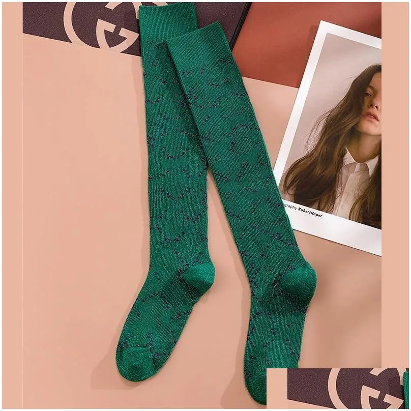 Men`S Socks Women Brand Sock Fashion Dressy Hip Hop Leg Socks For Girls Lady Knee High Design Fl Letter Print Stocking Streetwear Dro Dhksp