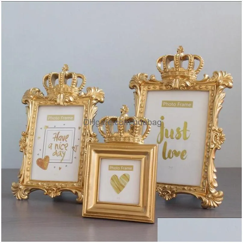 baroque style gold crown decor creative resin picture desktop frame p o frame gift home wedding decoration