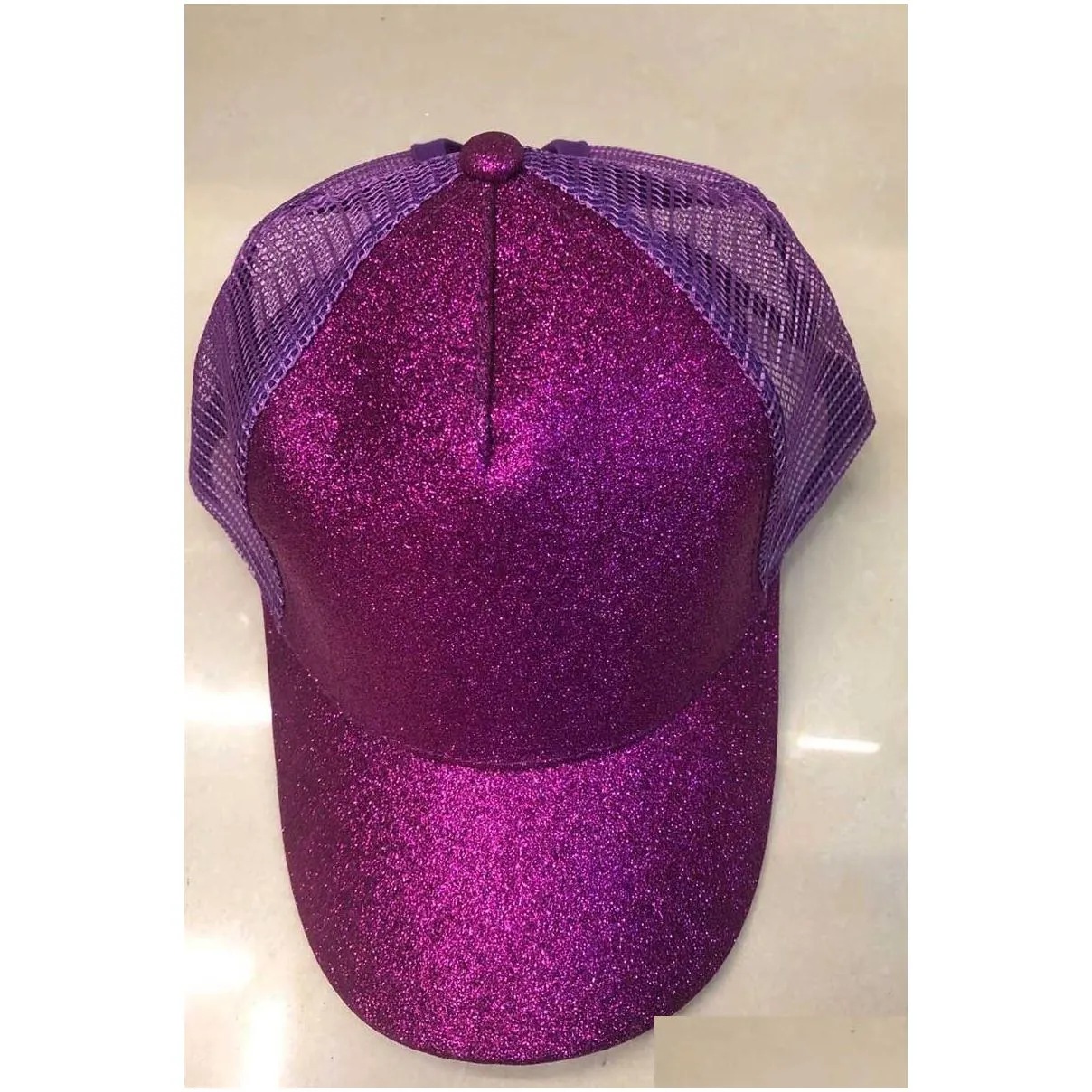fashion glitter ball cap for women mesh breathable summer sun hat outdoor sports baseball cap 12 colors