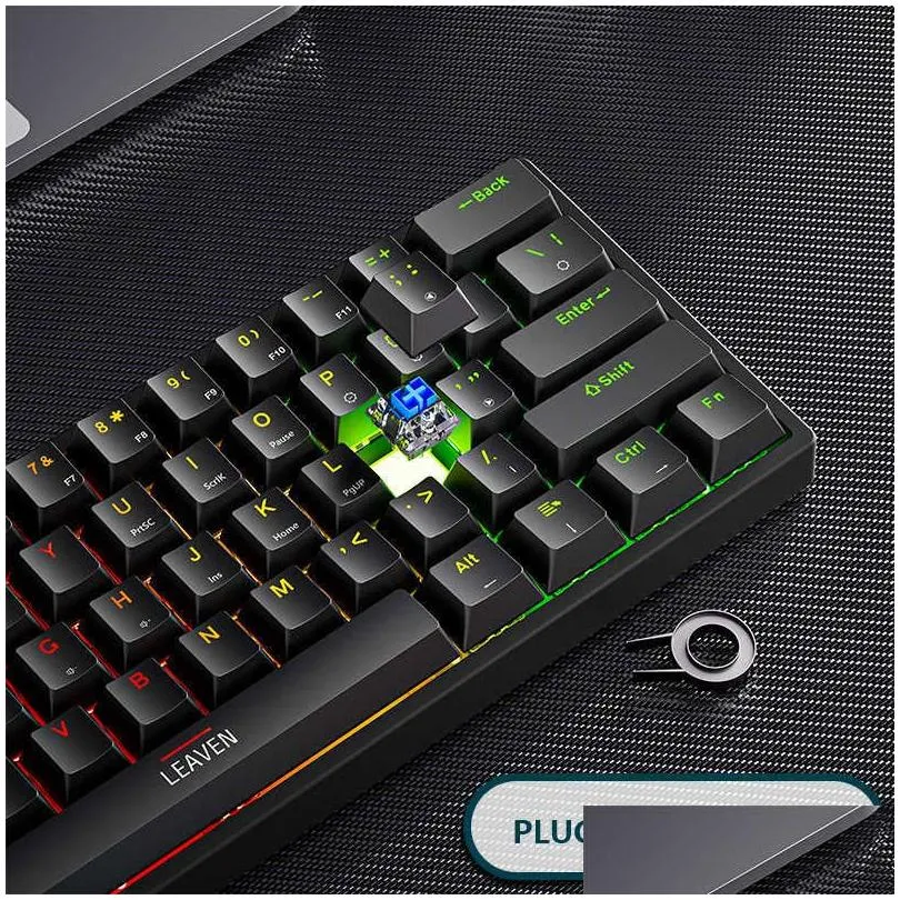 keyboards 61 keys 60% mini gaming mechanical keyboard rgb p type-c wired gaming keyboards ergonomics keyboard pbt keycaps for gamer t230215 